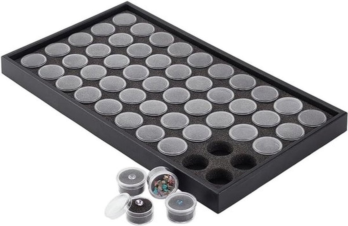 Diamant Vitrinekast - Edelstenen Opbergdoos - Organizer voor Sieraden en Meer - Plasticopbergdozen - Geschikt voor Verzamelobjecten - Transparant Zwart - 50 stuks