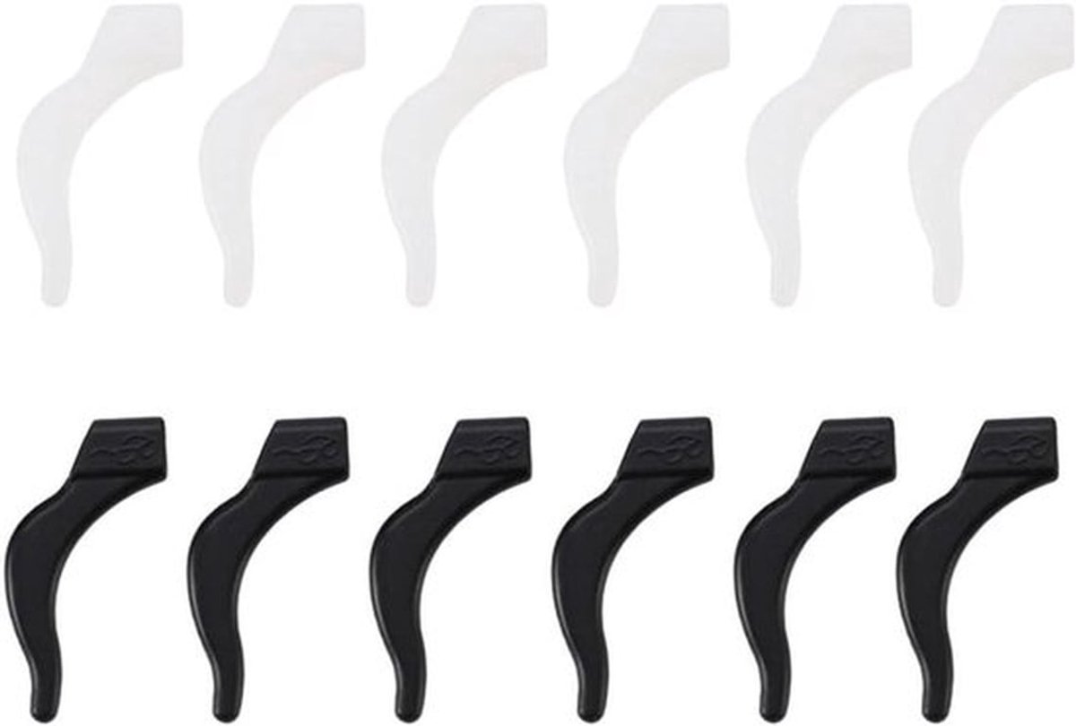 Brilhouder - Brillenhouder - Antislip Oorgrips - Siliconen - Zwart Transparant - 6 Paar - Geschikt voor Bril - Zwart S.