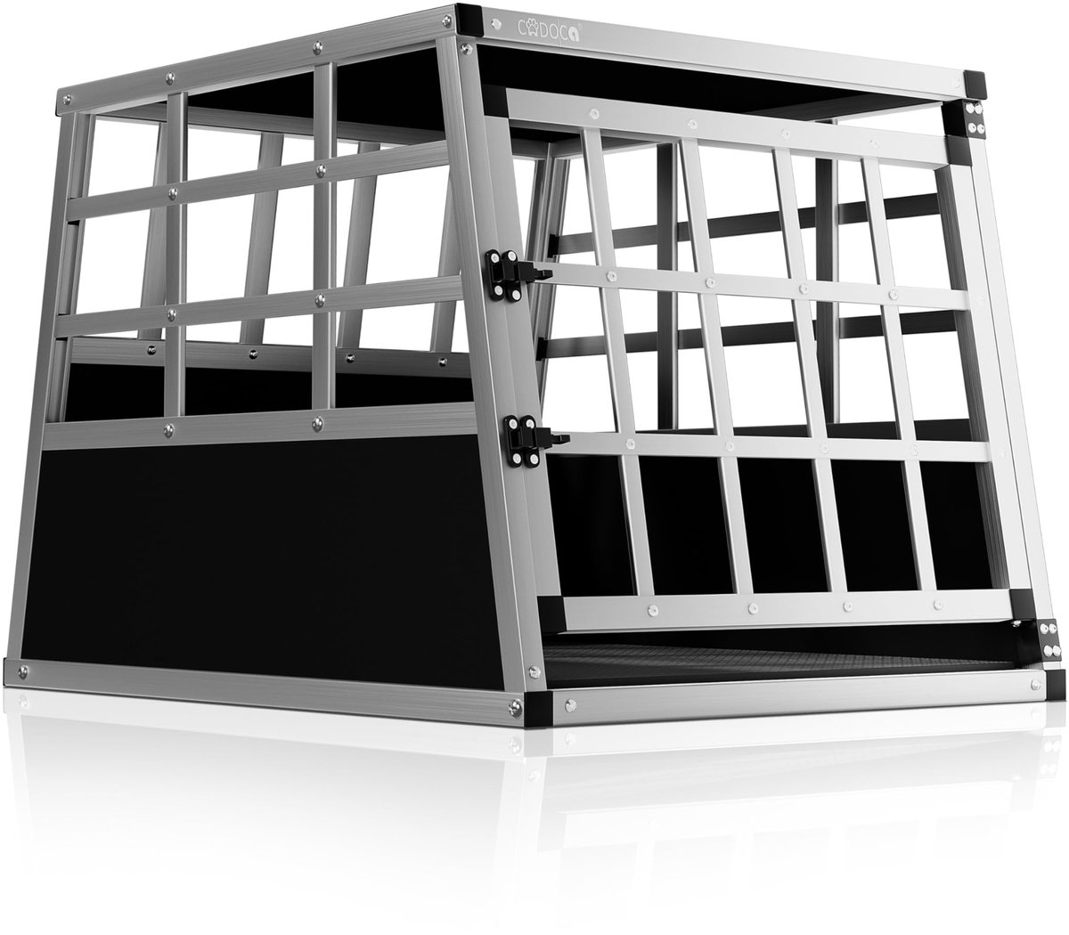 Famanu – Honden transportbox M van aluminium, sluitbaar, 70 x 54 x 51 cm, ideaal voor veilig vervoer van honden in de auto