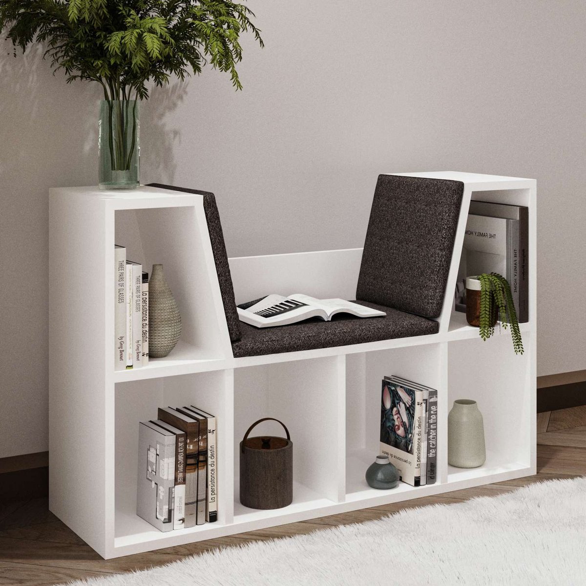 Skye Decor , Boekenkast, Livora - White, Gemelamineerde spaanplaat, Wit, 103 x 30 x 63 cm