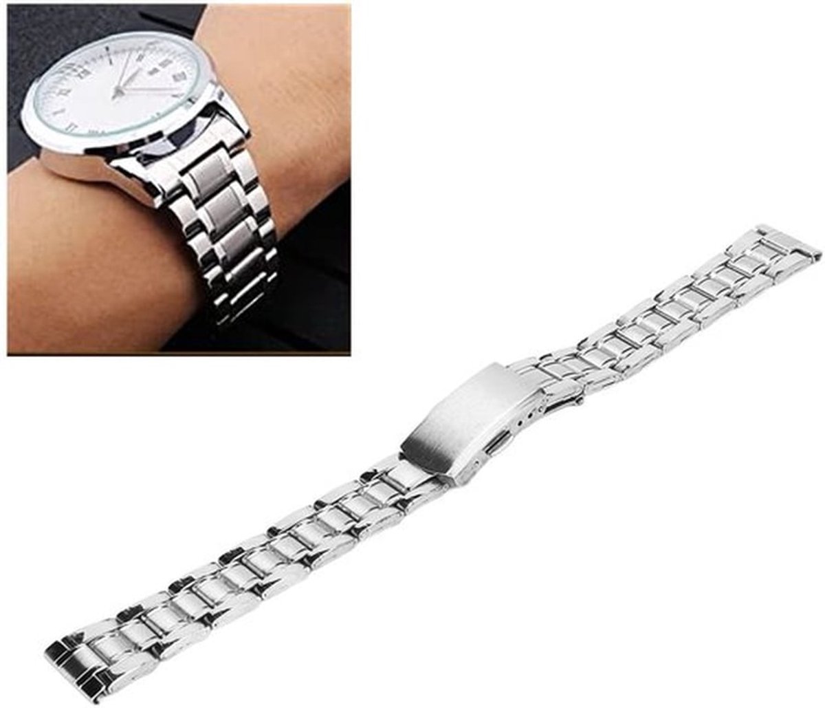 Horlogeband Verstelbaar Roestvrij Staal - Horlogeband 22mm - Horlogeband 18mm - Opvouwbare Snelsluiting - Duurzaam - Geschikt voor Mannen/Vrouwen - Horlogeketting