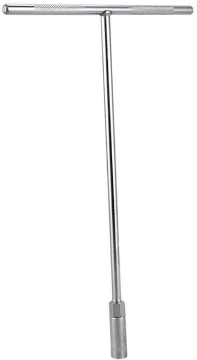 Dopsleutel T-type - Verchroomd gesmeed staal - Flexibele kop - T-handgreep - Universele moersleutel - Totale lengte 290 mm - Steeksleutel