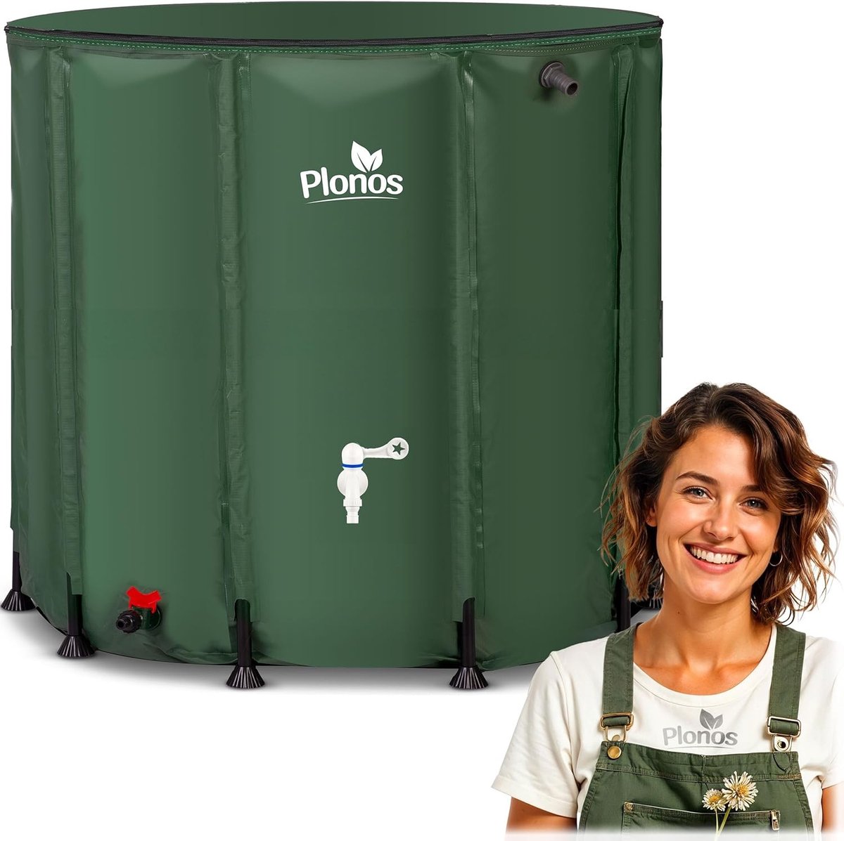 Regentank - Groen - 96 x 120 cm - PVC Watervat met Afvoerventiel - Voor Tuin en Kas