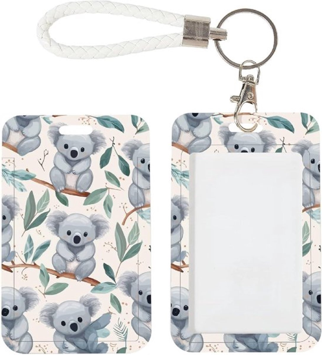 ID-kaart badgehouder - Koala dier - Met afneembare PU leren lanyard - Sleutelhanger - Rechthoek - Duidelijk ID venster - Naam tag - Verticale beschermer - Badge clips - Geschikt voor vrouwen verpleegkundige arts