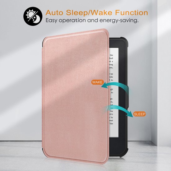 IYUPP Ereader Hoes geschikt voor Kobo Clara BW / Kobo Clara Colour - Folio - Met Auto-Wake functie - Roze Goud — afbeelding 5