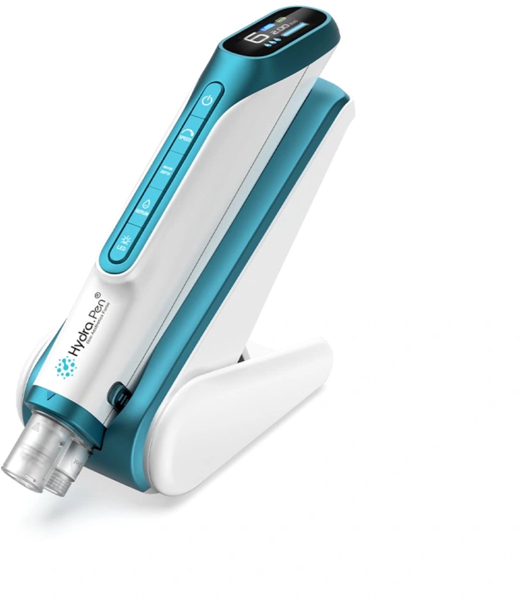HydraPen H6 Blauw / Microneedling-pen met reservoir voor actieve ingrediënten en lichttherapie voor zichtbare huidverjonging