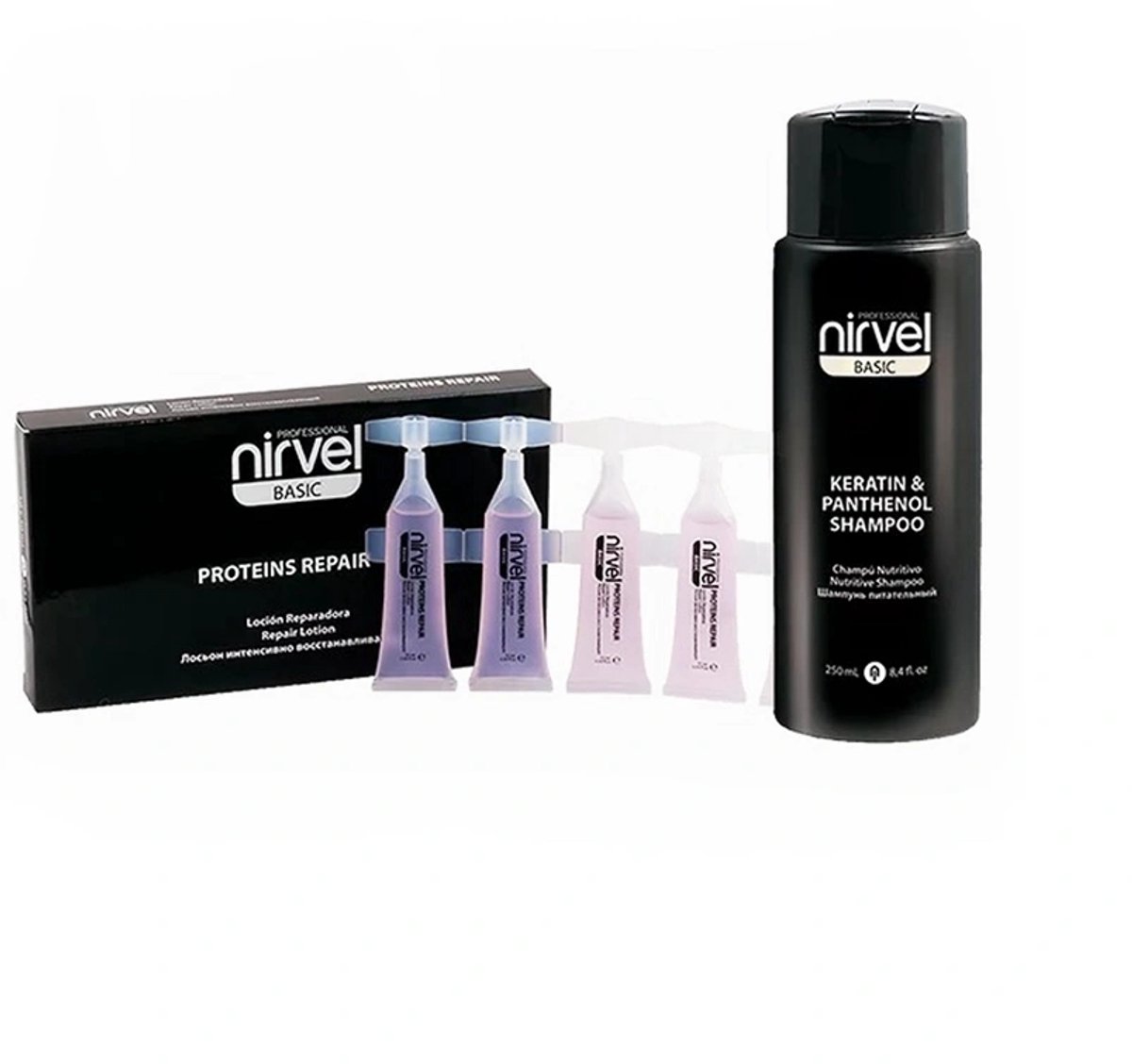 Nirvel Pack Repair Keratine en Panthenol Shampoo om beschadigd haar te herstellen
