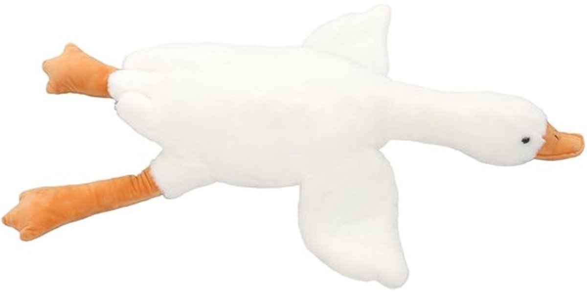 - Gans Pluche Dier - Schattige Pluche Eend - Zacht en Multifunctioneel - Wit - Knuffel voor Kinderen - Perfect als Cadeau - 50 cm