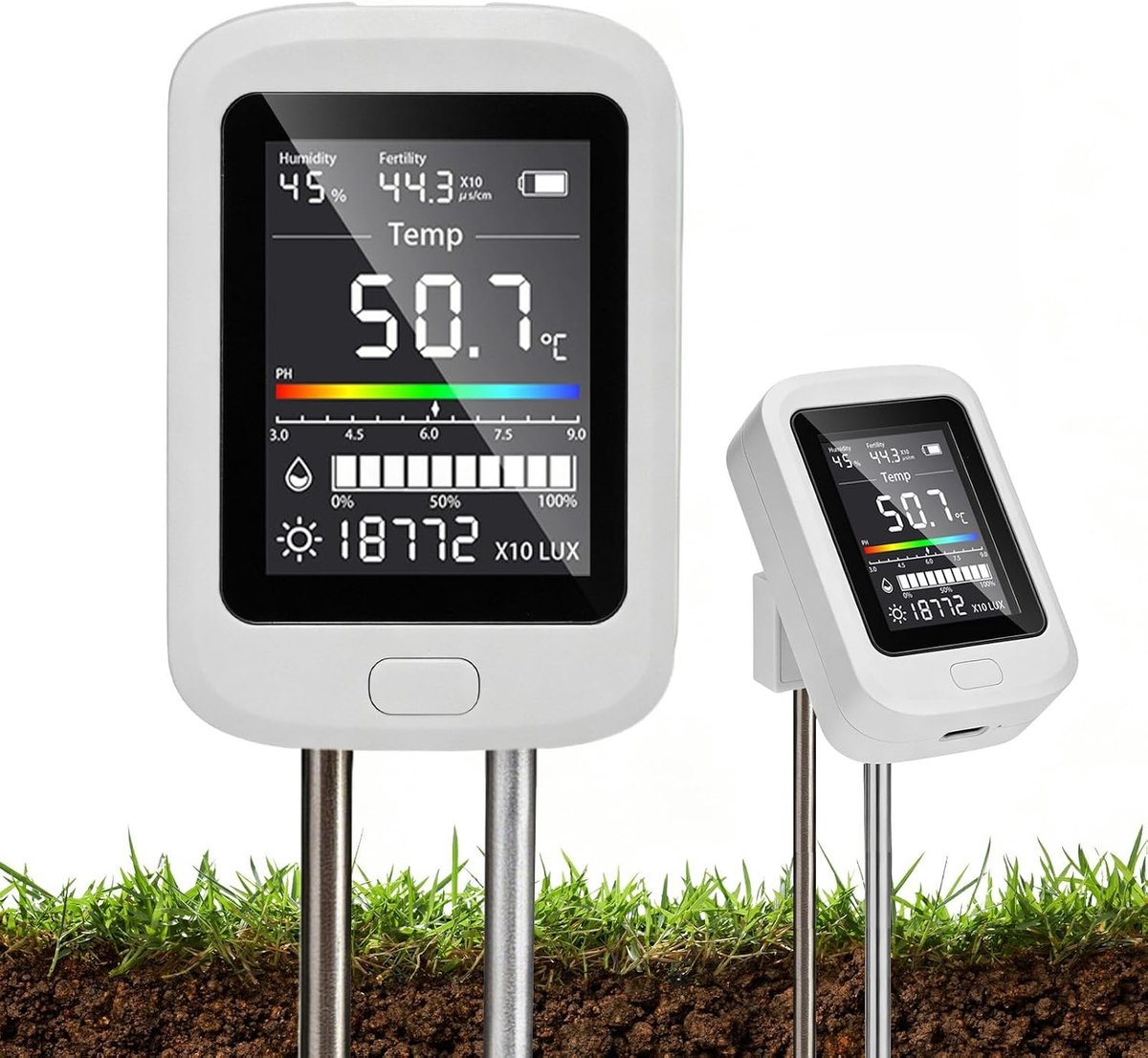 Bodemmeter - Geen Kleur - Geen Maat - 6-in-1 Vochtigheidsmeter en pH-Meter voor Planten