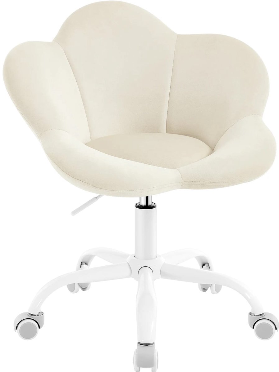 Klarven® Kinderstoel Beige - Hoogte Verstelbaar en Draaibaar - Zachte Velours Zitting, Draagvermogen 120 kg - B 62 x D 51 x H 71-79 cm