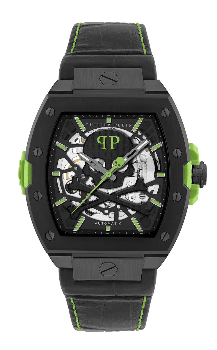 Philipp Plein The $Keleton 2.0 PWJFA1426 Horloge - Leer - Zwart - Ø 44 mm