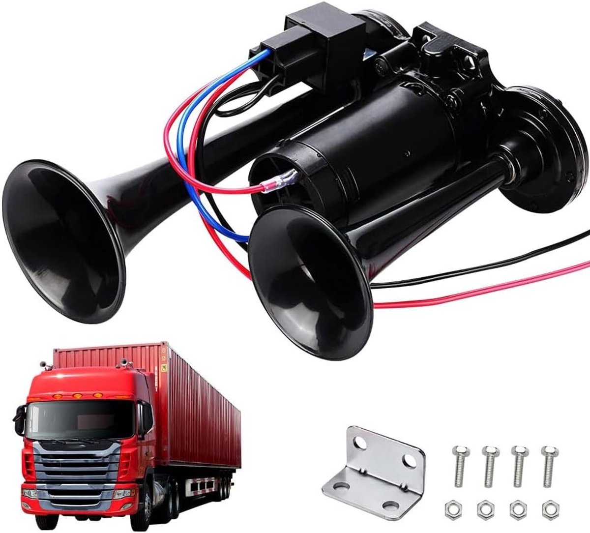 Luchthoorn - Zwart - 12 Volt - ABS en Chroom-Zinklegering - Voor Voertuigen zonder Luchtpomp
