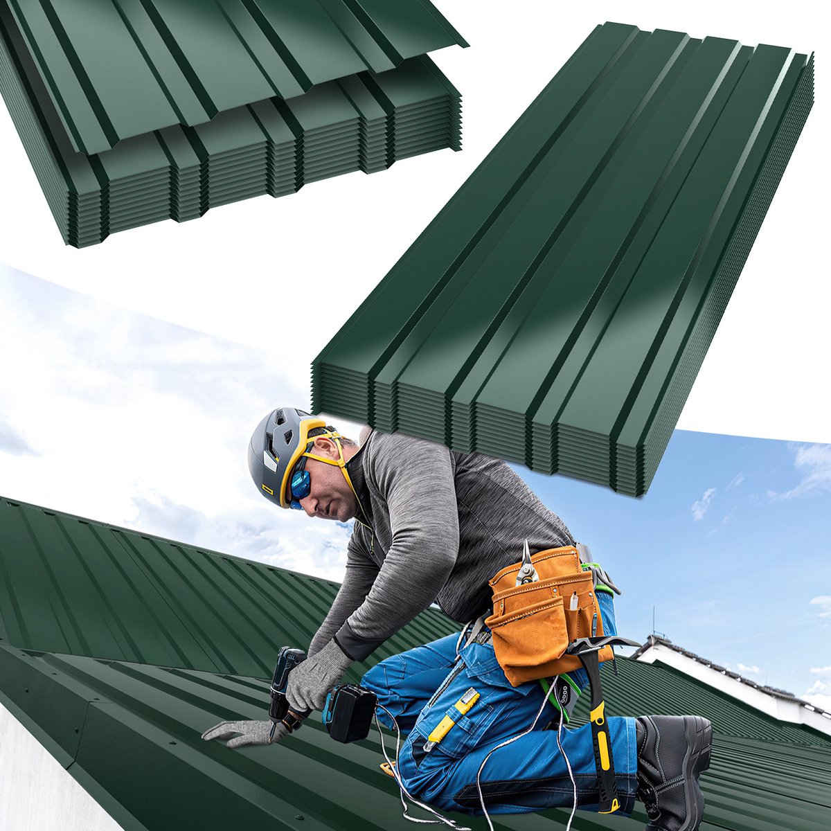 Trapezium Dakplaten voor Schuur en Carport - 24 Stuks - Groen - Verzinkt Metaal - 115 x 45 cm