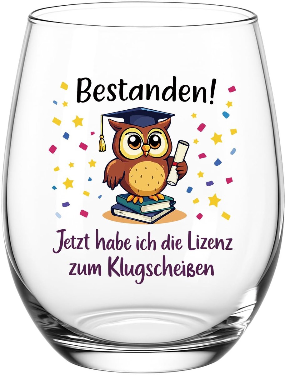 Dailygoods - Abitur 2026 cadeau - Wijnglas 550ml met unieke boodschap voor geslaagden