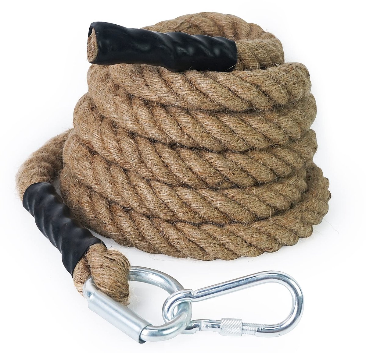 Dailygoods- Klimtouw 30mm/40mm/50mm - Jute - Krachttraining - Heavy-duty - Karabijnhaak - Duurzaam - Zacht aanvoelend - Touw