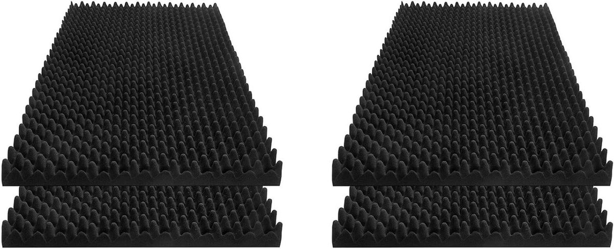 Geluidsisolatie Platen - Akoestisch Schuim - Geluidsverbetering Ruimte - Hoge Dichtheid Schuim - 4 Stuks 48x24x2cm - Zwart