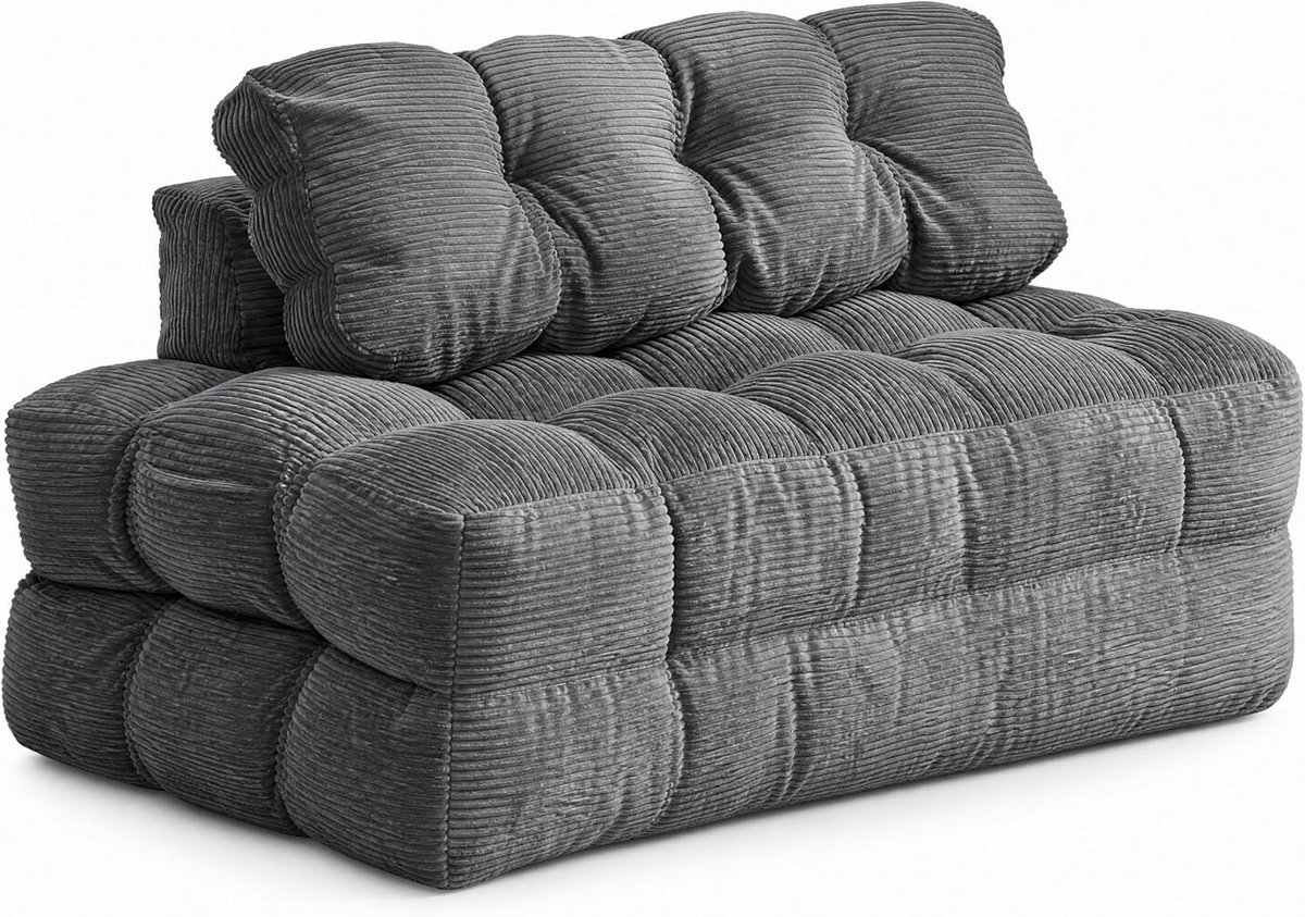 Slaapbank Opvouwbare - 130x190x23cm - Logeerbed - Slaapfauteuil - 3 in 1 - Hoofdkussen - Rugleuning - Draagbaar - Voor woonkamer en slaapkamer - Grijs
