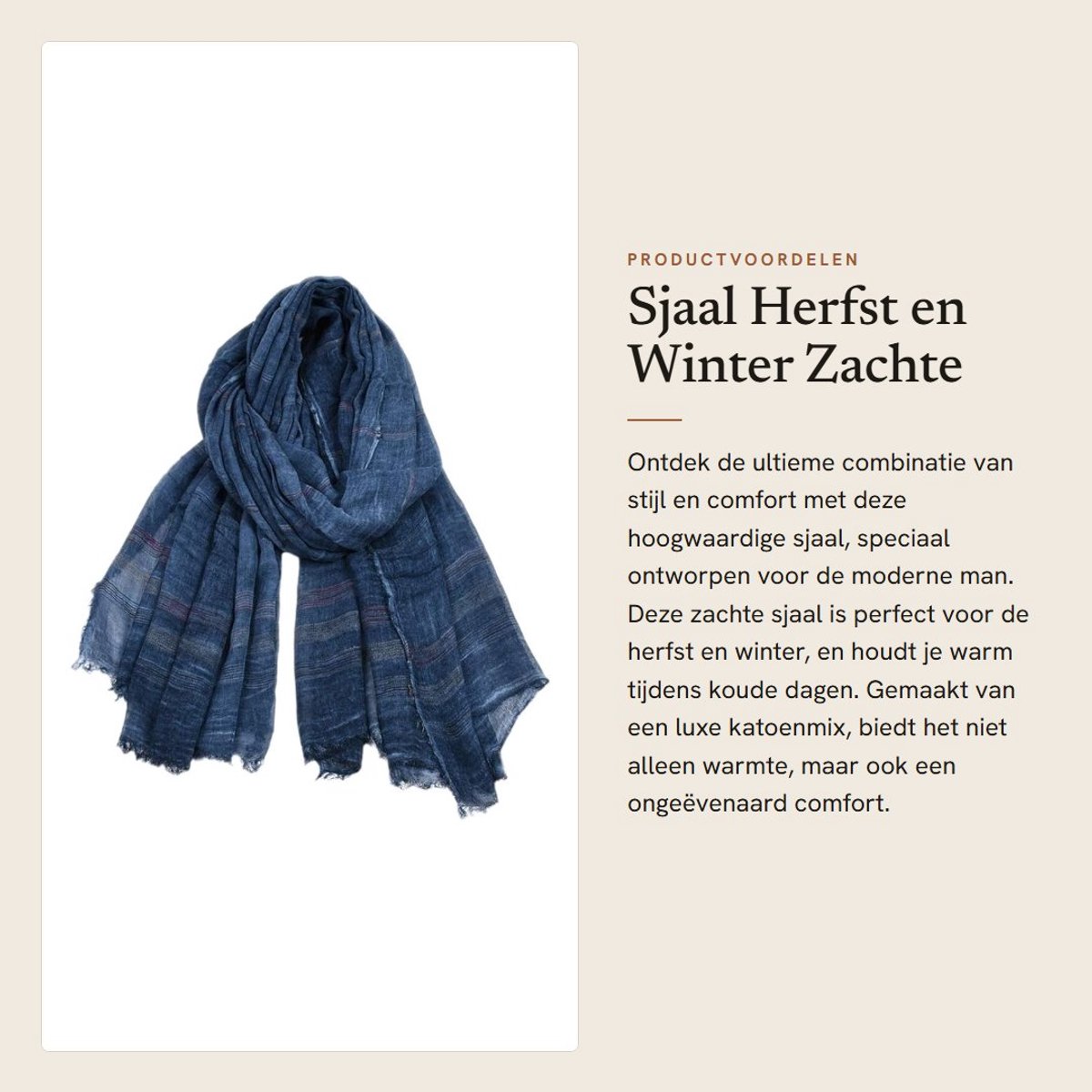 Dailygoods- Sjaal Heren - Zachte Katoenen/Linnen Sjaal - Lange Halssjaal - Warm Accessoire - Perfect voor Herfst/Winter - 190x90 cm