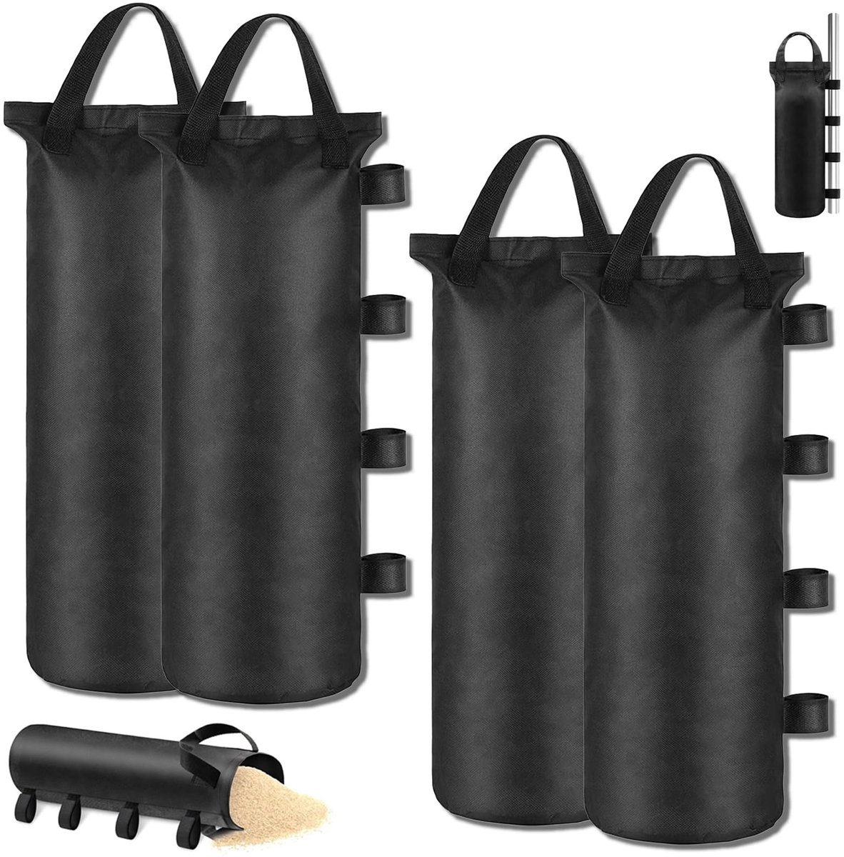 Dailygoods - 4 stuks paviljoen-gewichten, paviljoen, zandzakken, Oxford zandzakken, verzwaring, 800D Oxford-gewichten, uitbreidbare tent, stabiliteit voor bevestiging van tentstokken, camping, strand, tuin, 50 x