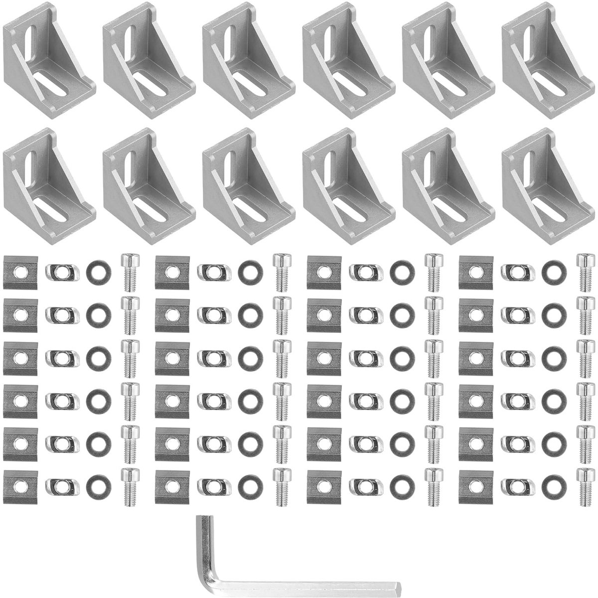 Dailygoods - 12 stuks aluminium profielen, hoekprofiel, 30 x 30 mm, hoekprofiel, aluminium hoekconnector, 90 graden hoekverbinding, bevestigingsmateriaal voor steunprofiel, montageprofiel, voor 3D-printers
