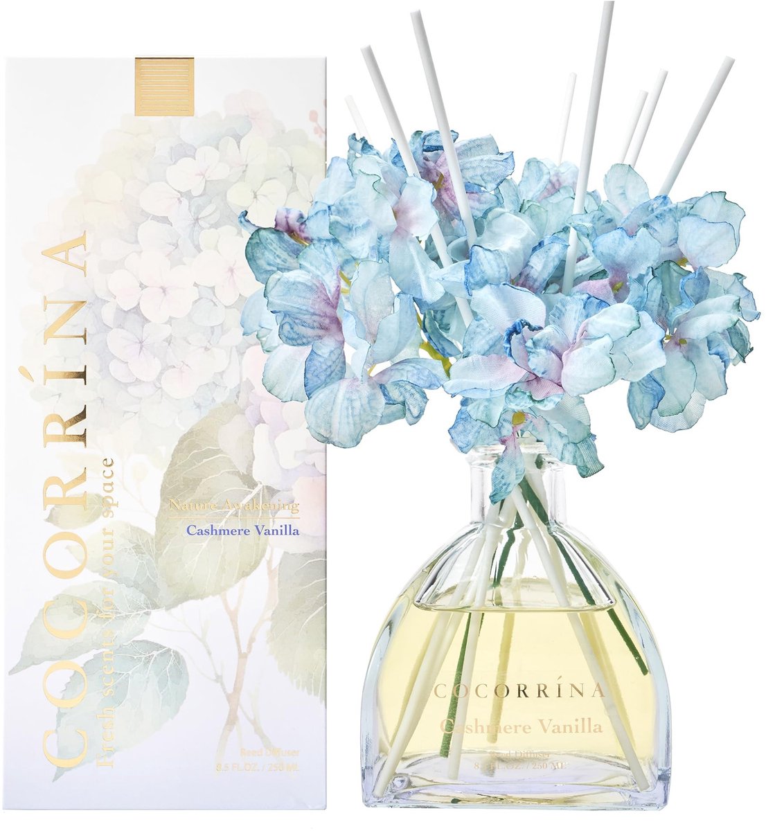 Dailygoods- Rietdiffuser 250ml - Kasjmier Vanille - 8 Stokjes - Huisgeur voor Thuis - Slaapkamer/Kantoor - Decoratie - Geurstokjes
