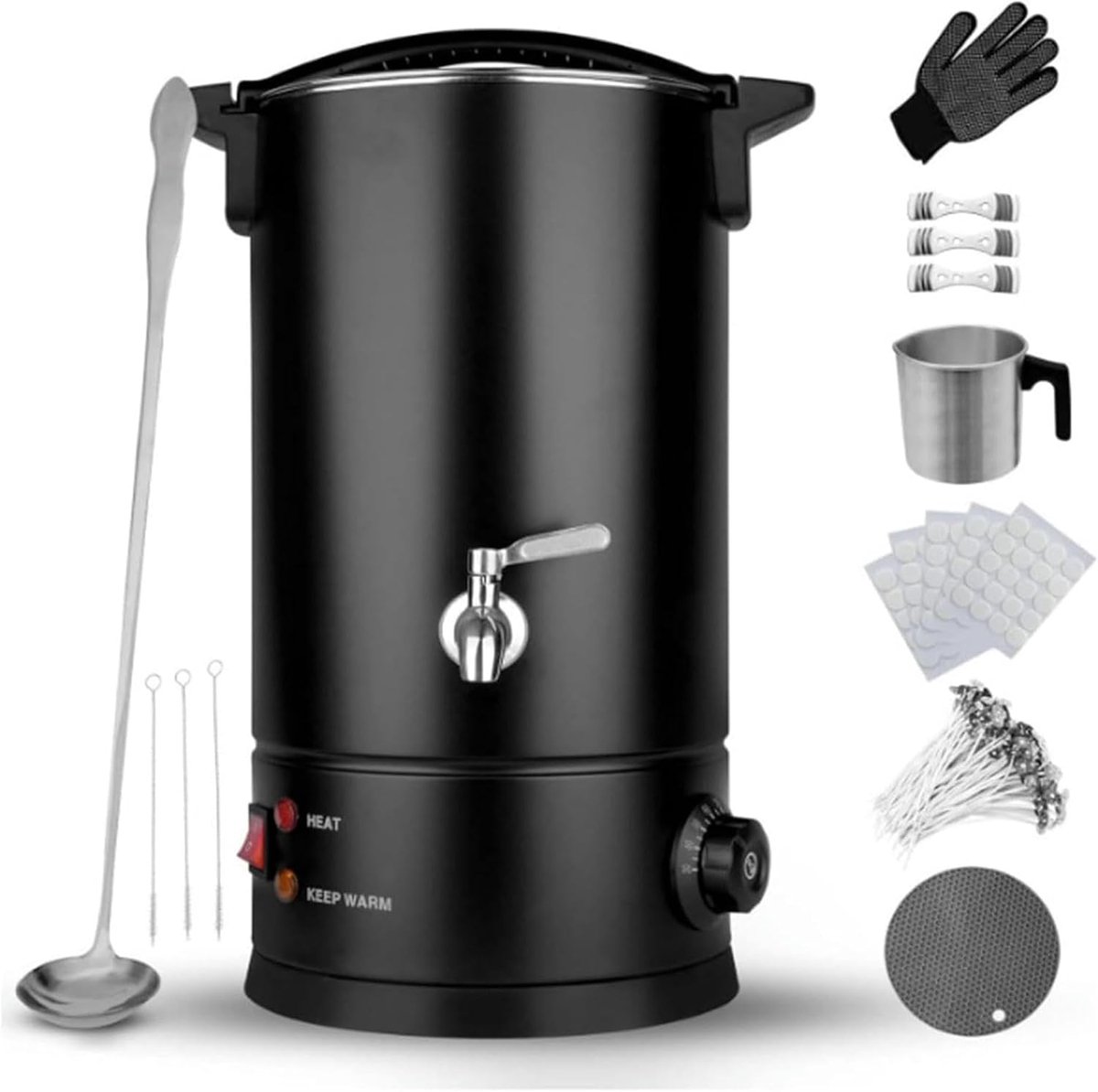 Elektrische Wax Smelter - Kaars Maker Kit - Kaarsen Maken - Intelligente Temperatuurregeling - 10 Liter - Zilver