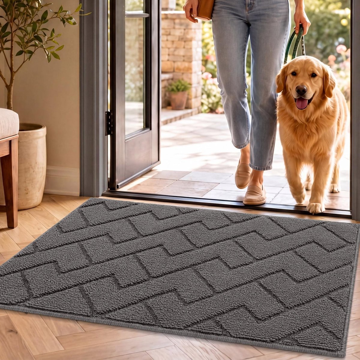 Famanu Deurmat voor binnen met microvezeloppervlak, antislip en wasbaar, ideaal voor entree en gang, 50x80 cm Neutraal