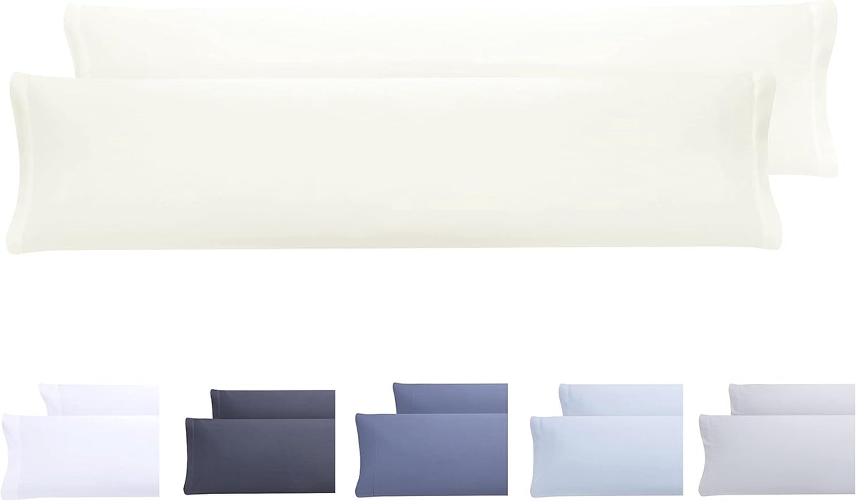 Famanu Set van 2 extra zachte kussenslopen van microvezel, 150 x 40 cm, beige, hypoallergeen Transparant