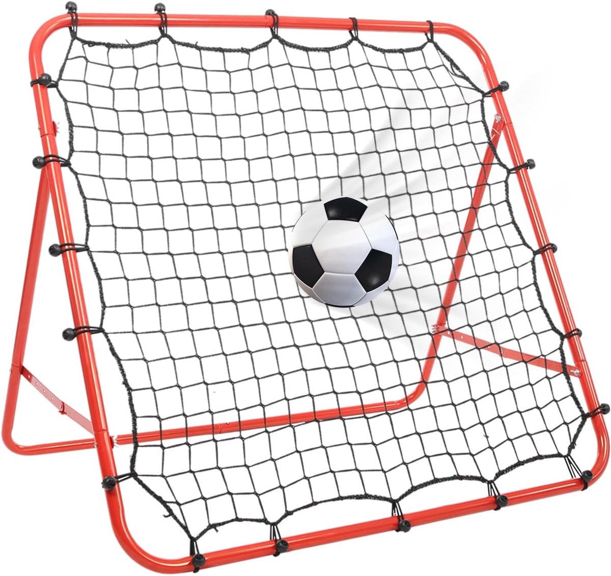 Voetbal Rebounder - Trainingsnet Bal - Balgevoel Verbeteren - Inklapbaar Ontwerp - 72 x 85 cm - Zwart Rood