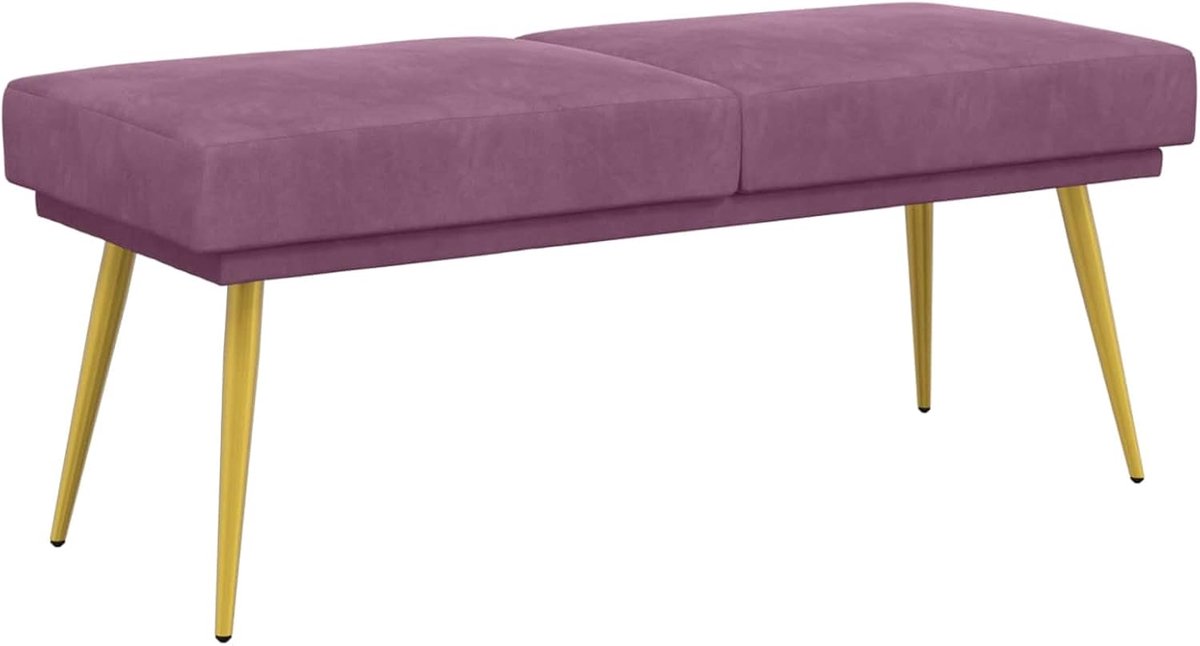 Dubbellaagse Bank - Zitbank Meubel - Extra Zitplaats - Zachte Fluweel Zitting - 120 cm - Paars