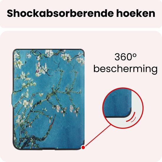 Hoes Geschikt voor Kobo Nia Hoesje Bookcase Cover Book Case Hoes Sleepcover Trifold Met Screenprotector - Bloesem — afbeelding 5