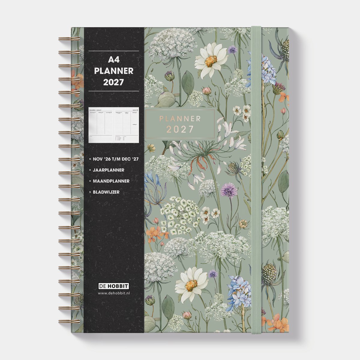 Hobbit - A4 Planner 2026 - A4 (21 x 29,7 cm) - 1 week op 2 pagina's - Agenda A4 - Harde Kaft - Weidebloemen