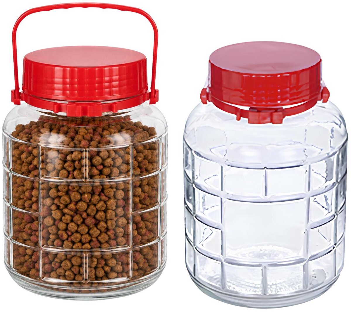 Alessandro XXL voedsel opslag container - 2x - glas - 2 liter - afsluitdop en hengsel - transparant/rood - Weckpotten - Opslagpotten - 14 x 21 cm