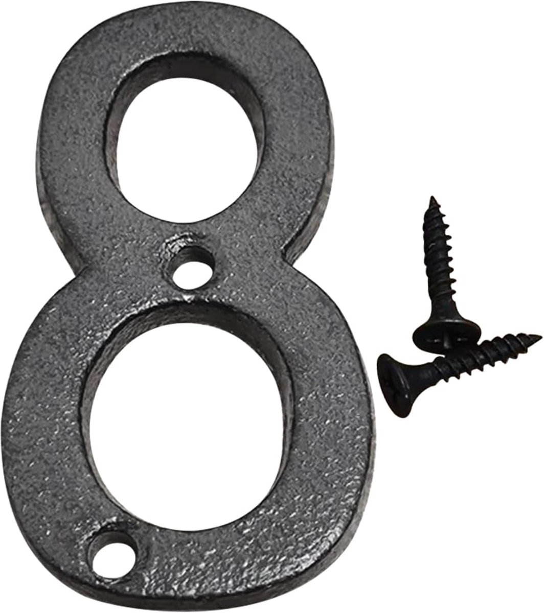 Metalen Huisnummer - Adresbord Cijfer - Huis Identificatie - Waterdicht Corrosiebestendig - 78mm Hoog - Zwart