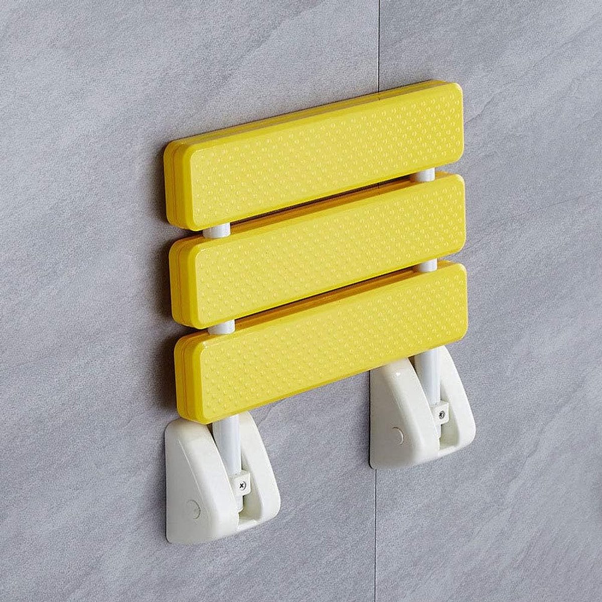 Opvouwbare Douche Zit - Wandklapstoel Badkamer - Veilig Douchen - Ruimtebesparend Wandmontage - Max 130 kg - Geel