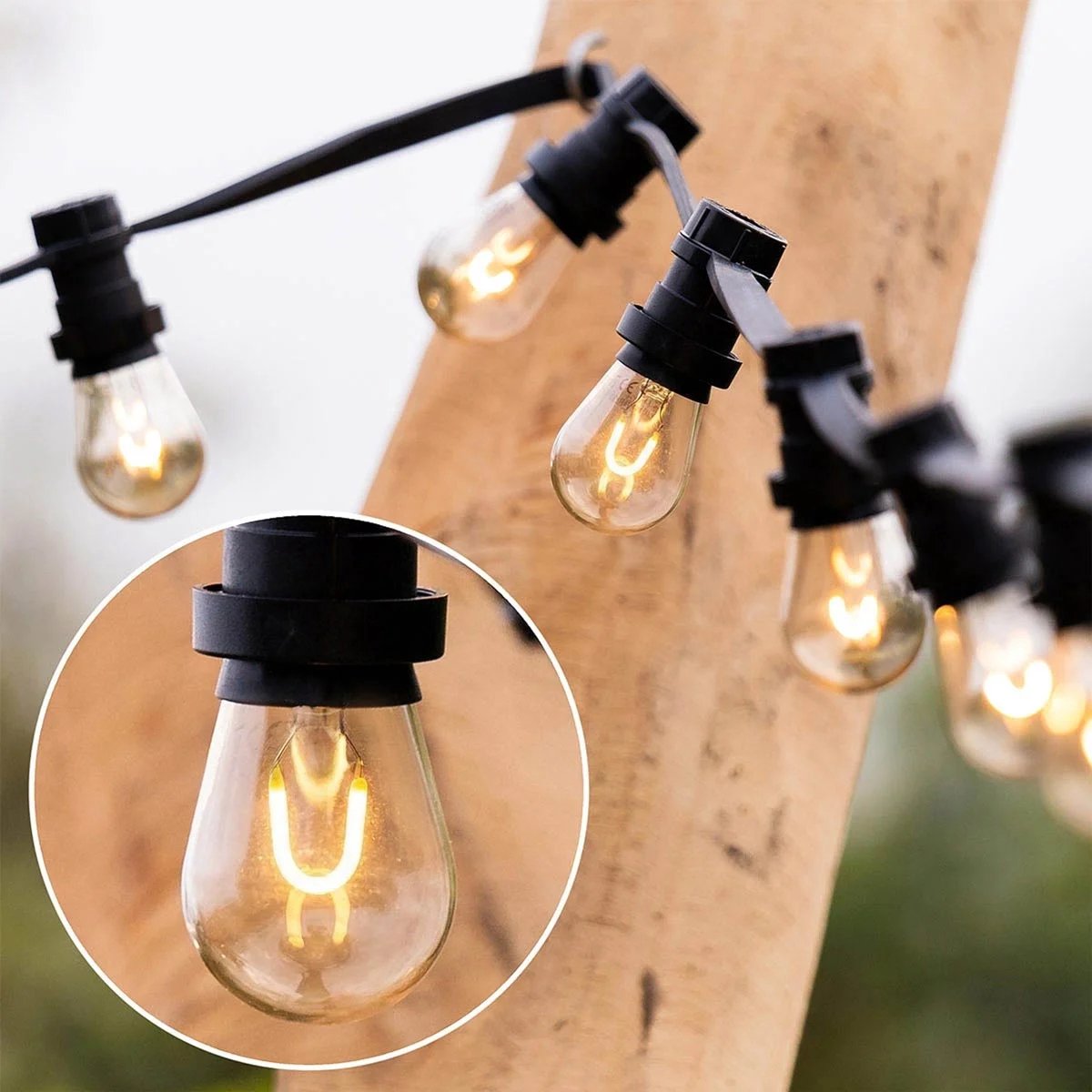 Prikkabel set met 1 watt, dimbare U-vorm LED filament lampen