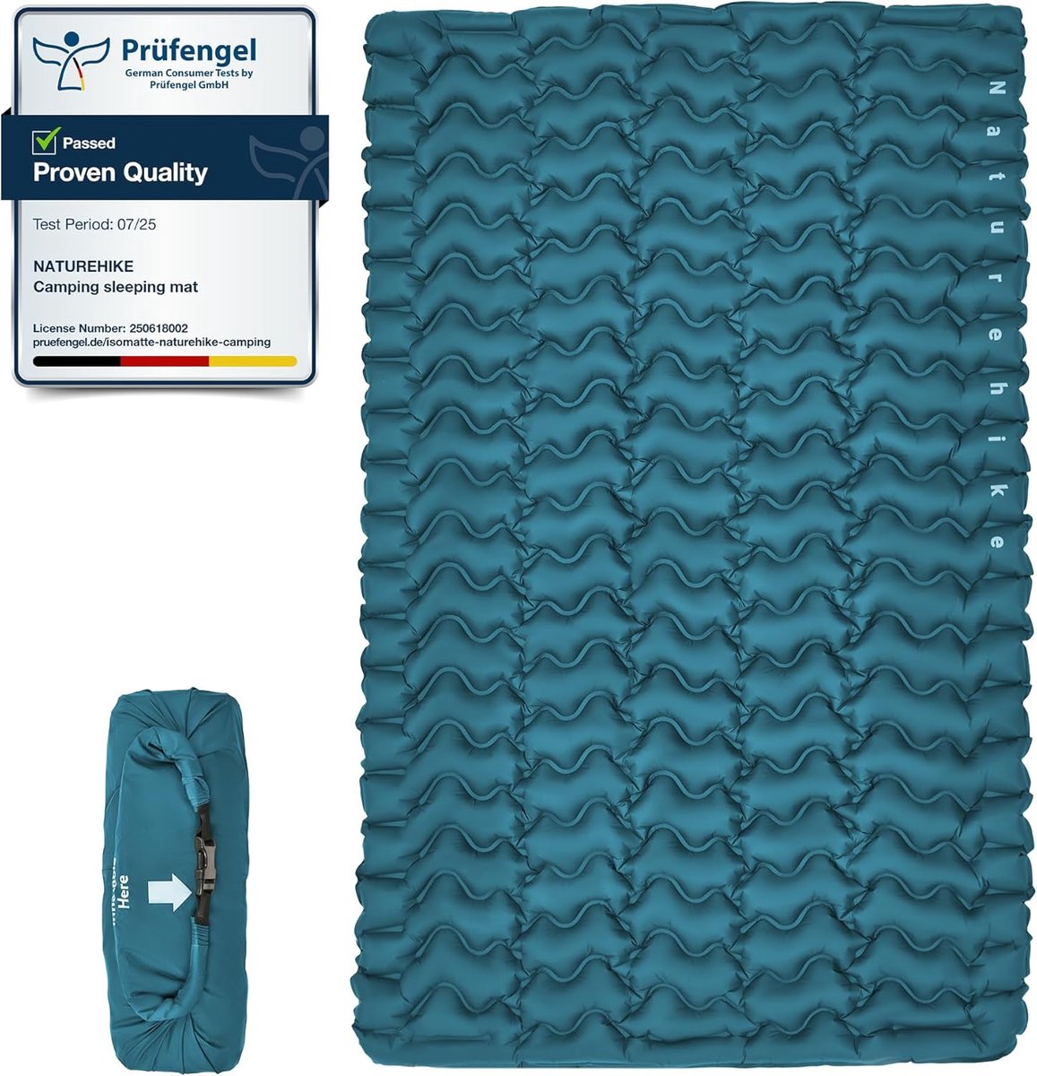 Opblaasbaar Slaapmatje - Luchtbed Kamperen - Outdoor Slapen - Snel Opblaasbaar - Dubbel Formaat - Donkerblauw