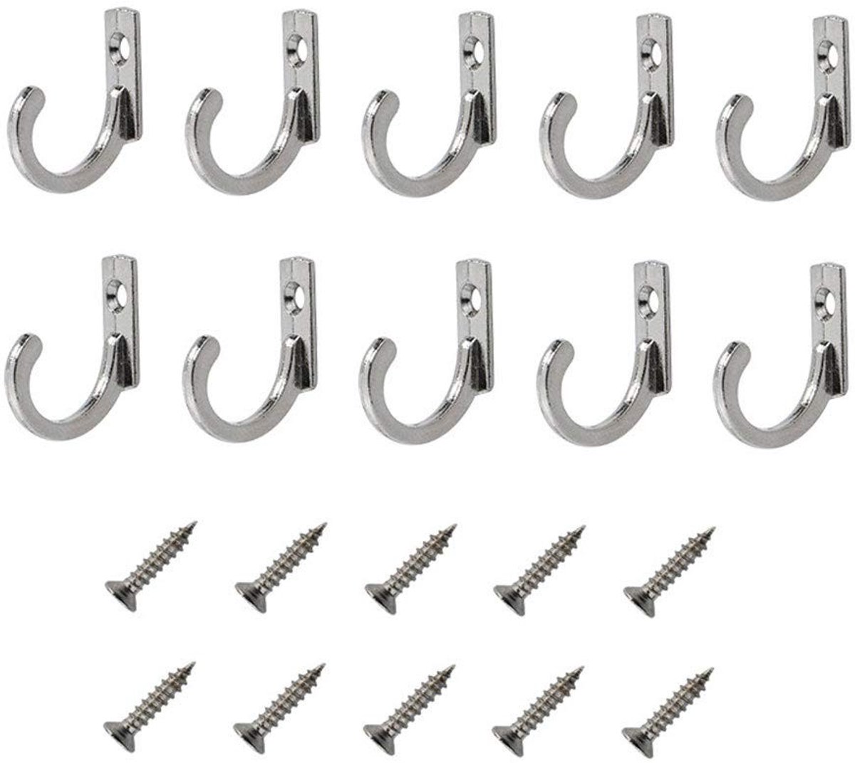 Dailygoods- Wandhaken 10 Stuks - Zinklegering - Roestbestendig - Retrostijl - Voor Sleutels/Sieraden - Eenvoudig te Installeren - Haak
