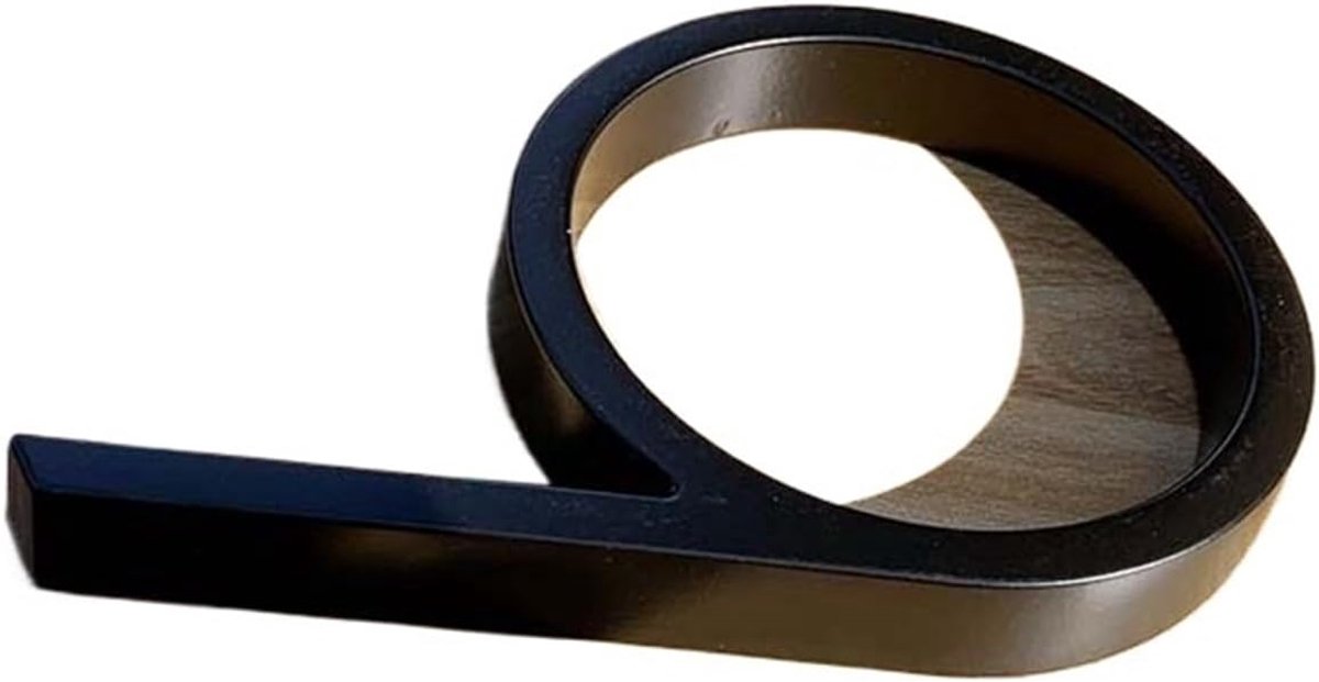 Huisnummer Metaal - Zwevend Cijfer - Gevel Markeren - Zelfklevend - 125 mm Hoog - Zwart