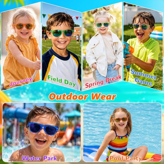 Kinder Zonnebril - Zonnebrillen voor kinderfeestjes - 16 stuks - Kunststof - UV Bescherming - Lichtgewicht & Comfortabel - Neon zonnebril - Geschikt als feestartikel voor kinderfeestjes en ook een ideale keuze als afscheidscadeau voor studenten van Kinder — afbeelding 5