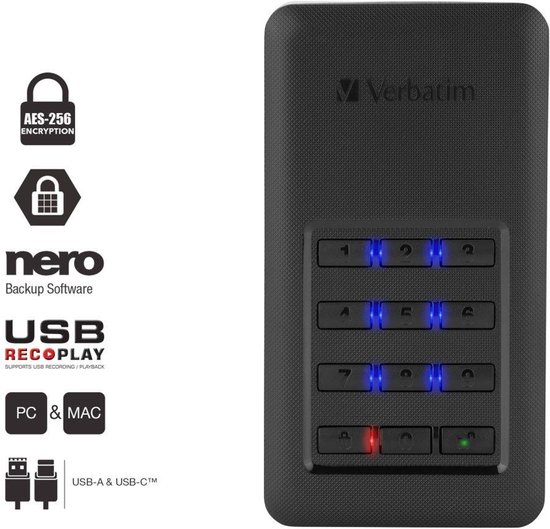 Verbatim Store 'n' Go - Externe SSD - 256GB - USB 3.0 - Type-C van Verbatim — afbeelding 4