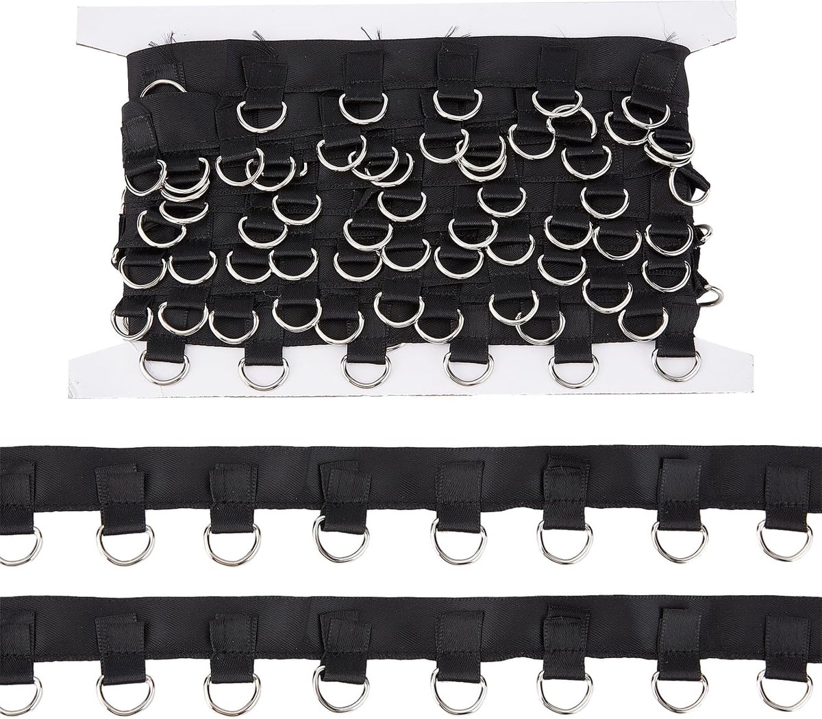 5 yards 0.63 inch brede zwarte oogje trim met keperstof oogringen polyester metalen oogring lint trim