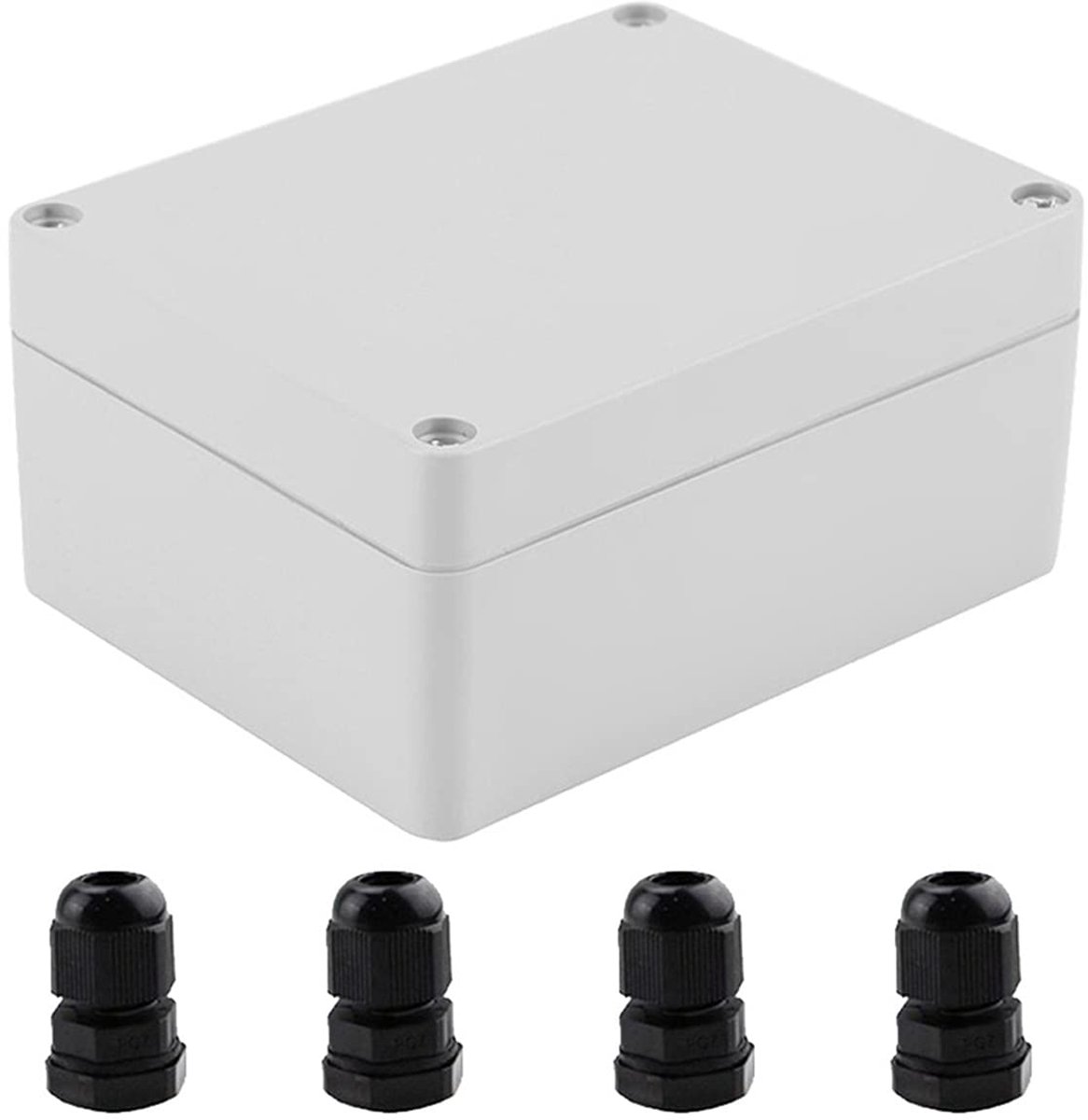 Projectdoos 100 x 68 x 50mm IP65 Waterdichte ABS Plastic Aansluitdoos voor Buiten Aansluiting met 4PCS PG7 Kabeldoorvoer