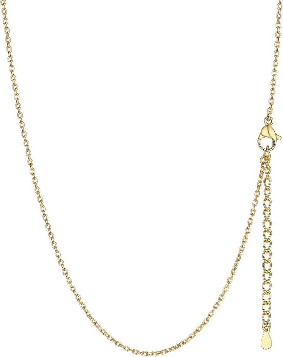Dames roloketting zonder hanger roestvrij staal schakelketting charm choker ketting, breedte 1,4 mm / 2 mm, kettinglengte 35/41/46/51/56/61/66/71/76cm+2cm