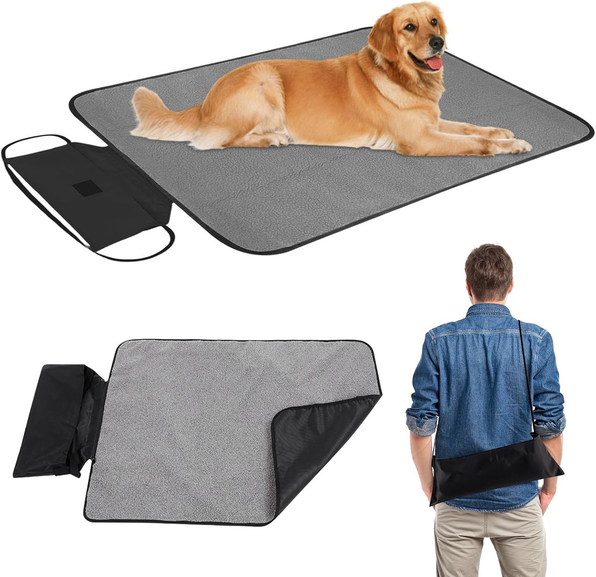 Waterdicht hondenkussen, 100 cm x 70 cm, wasbare pads voor honden, absorberende hondenmatten, draagbare buitenhuisdierdeken, voor honden en katten
