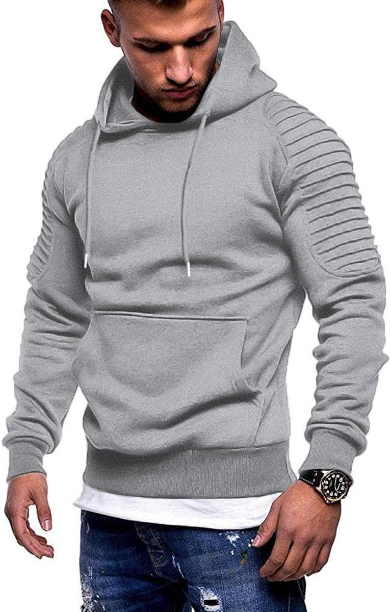 Trainingshulp voor heren, lichtgewicht sportschool, sportief sweatshirt, modieuze trui met capuchon en zak lichtgrijs XXXL, lichtgrijs, 3XL