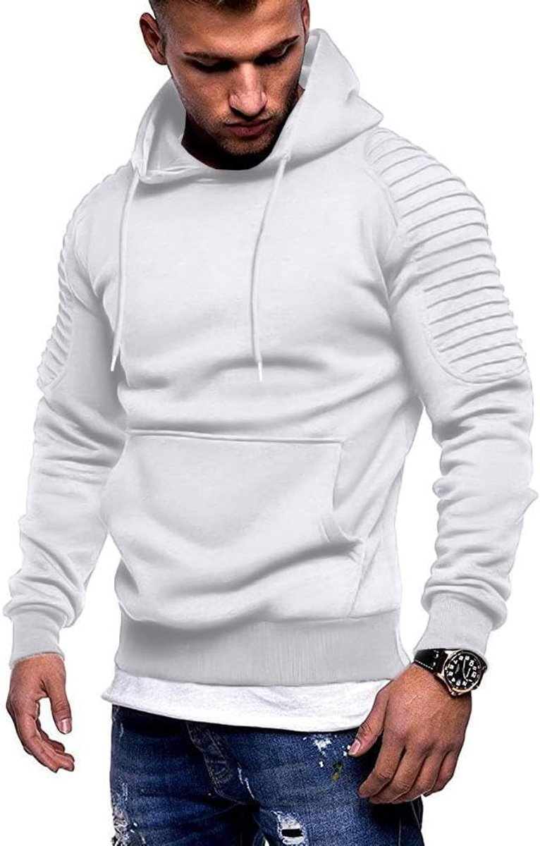 Trainingshulp voor heren, lichtgewicht sportschool, sportief sweatshirt, modieuze trui met capuchon en zak wit XXXL, wit, 3XL