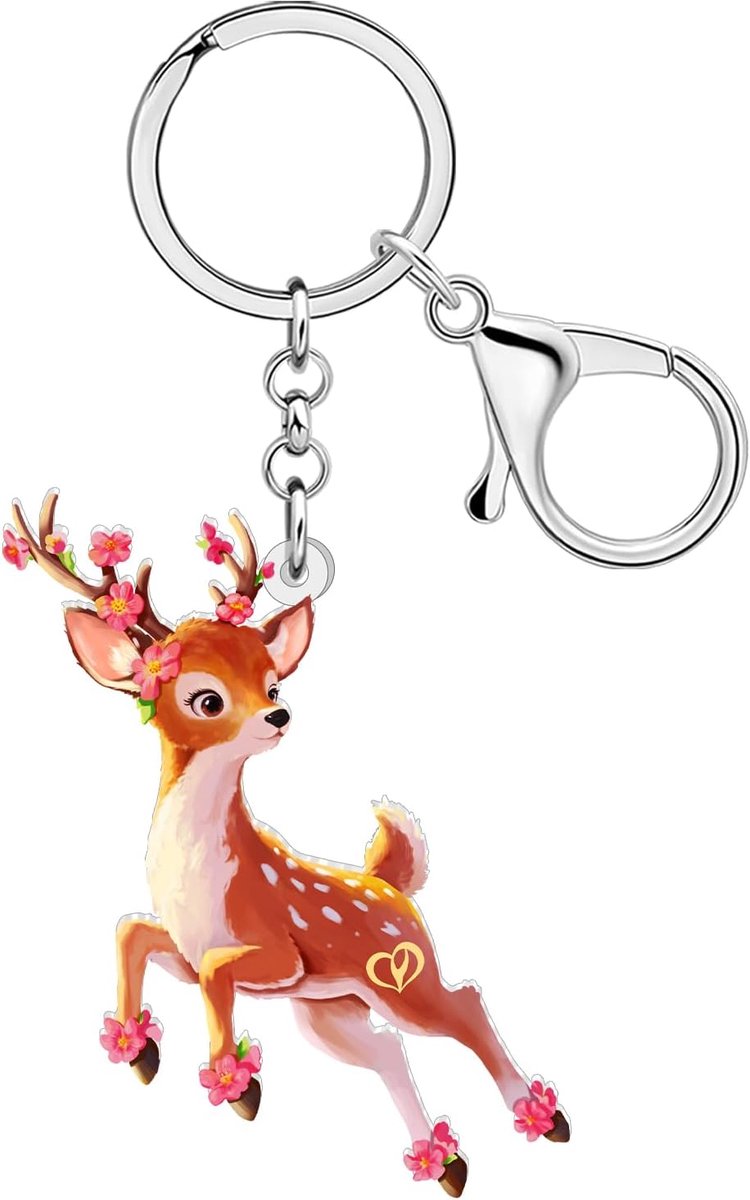 Acryl Fawn Sika Herten Sleutelhanger, Auto Sleutelhanger Accessoires Portemonnee Rugzak Tas Charms voor Handtassen Herten Geschenken voor Vrouwen