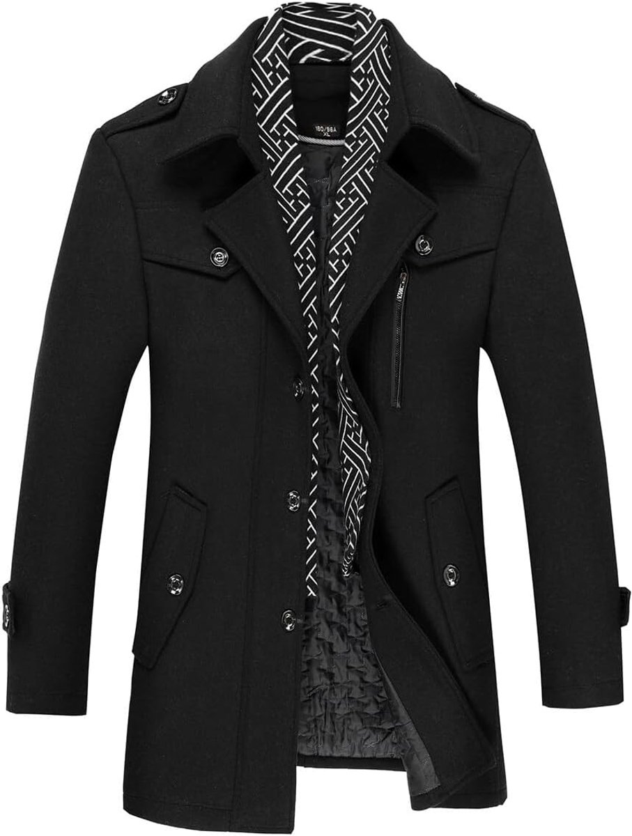 Herenjas, winter, kort, trenchcoat van wol, warm, slank, dik, overjas, parka, winddicht, jas met reverskraag