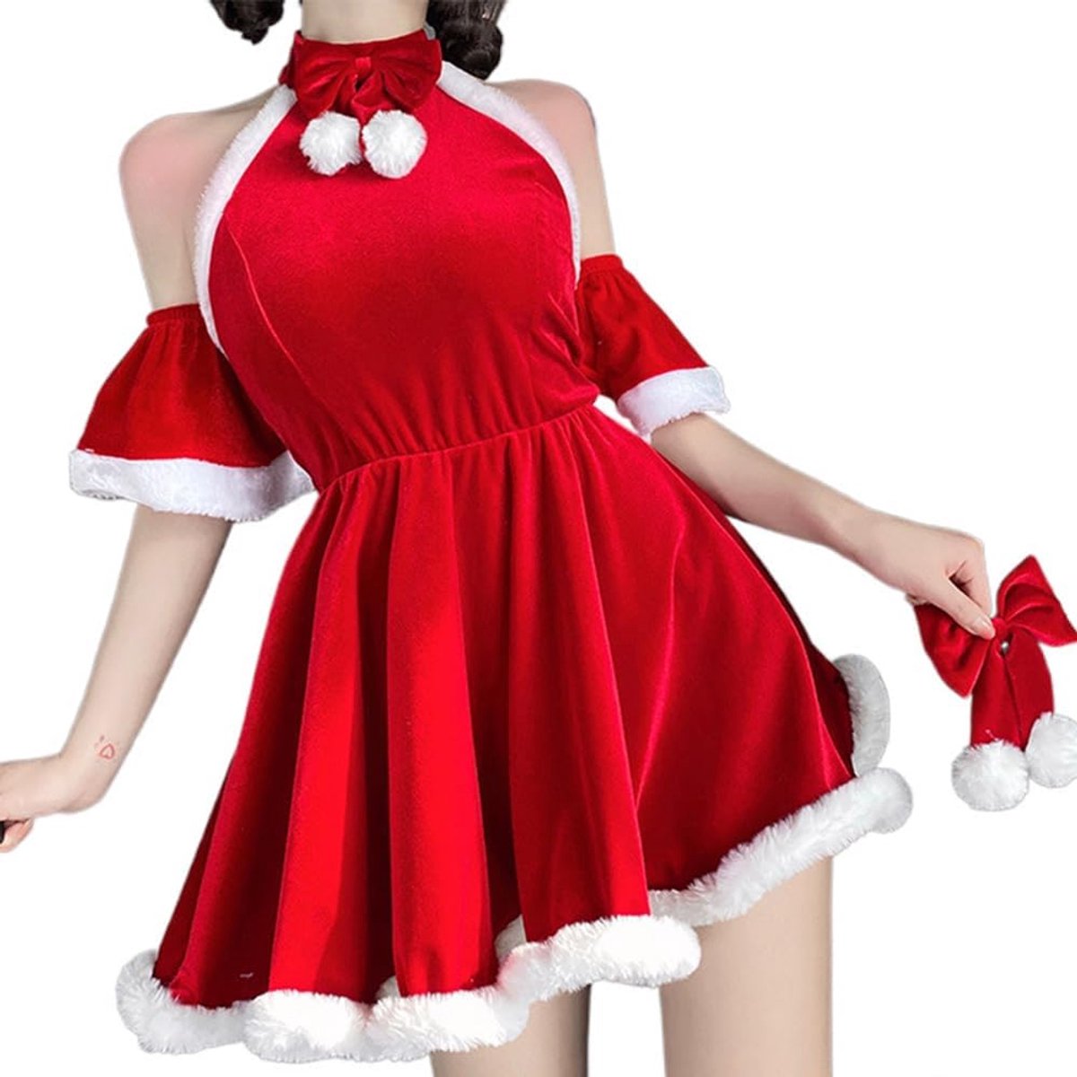Santa-kostuum voor vrouwen Kerstmis lingerie ondeugende elf-outfits Mrs. Claus jurk vakantie fluweel babydoll nachtkleding